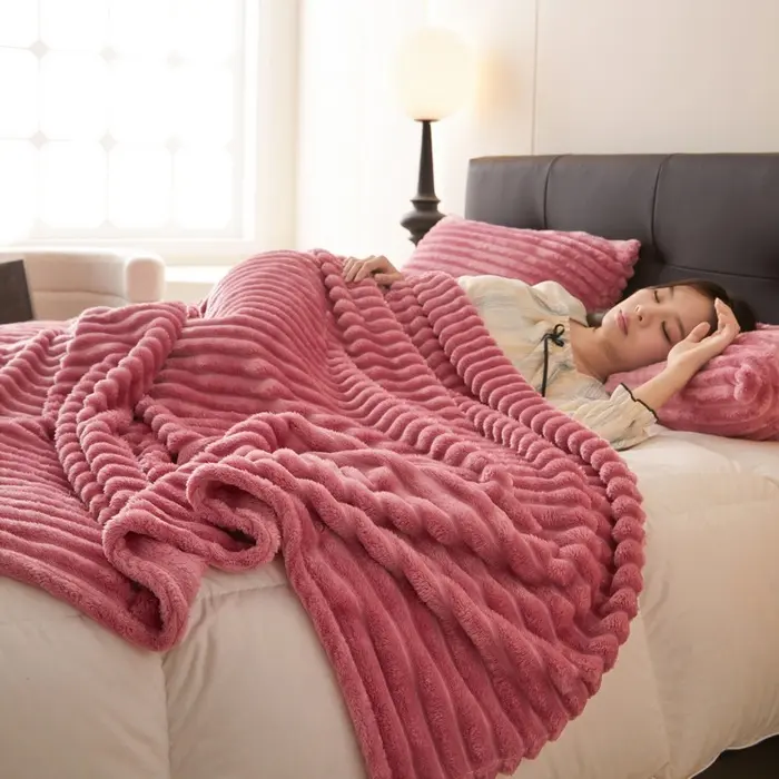 Rabbit Fur Velvet Blanket Anti-Static Huge Bedroom Sofa Blanket