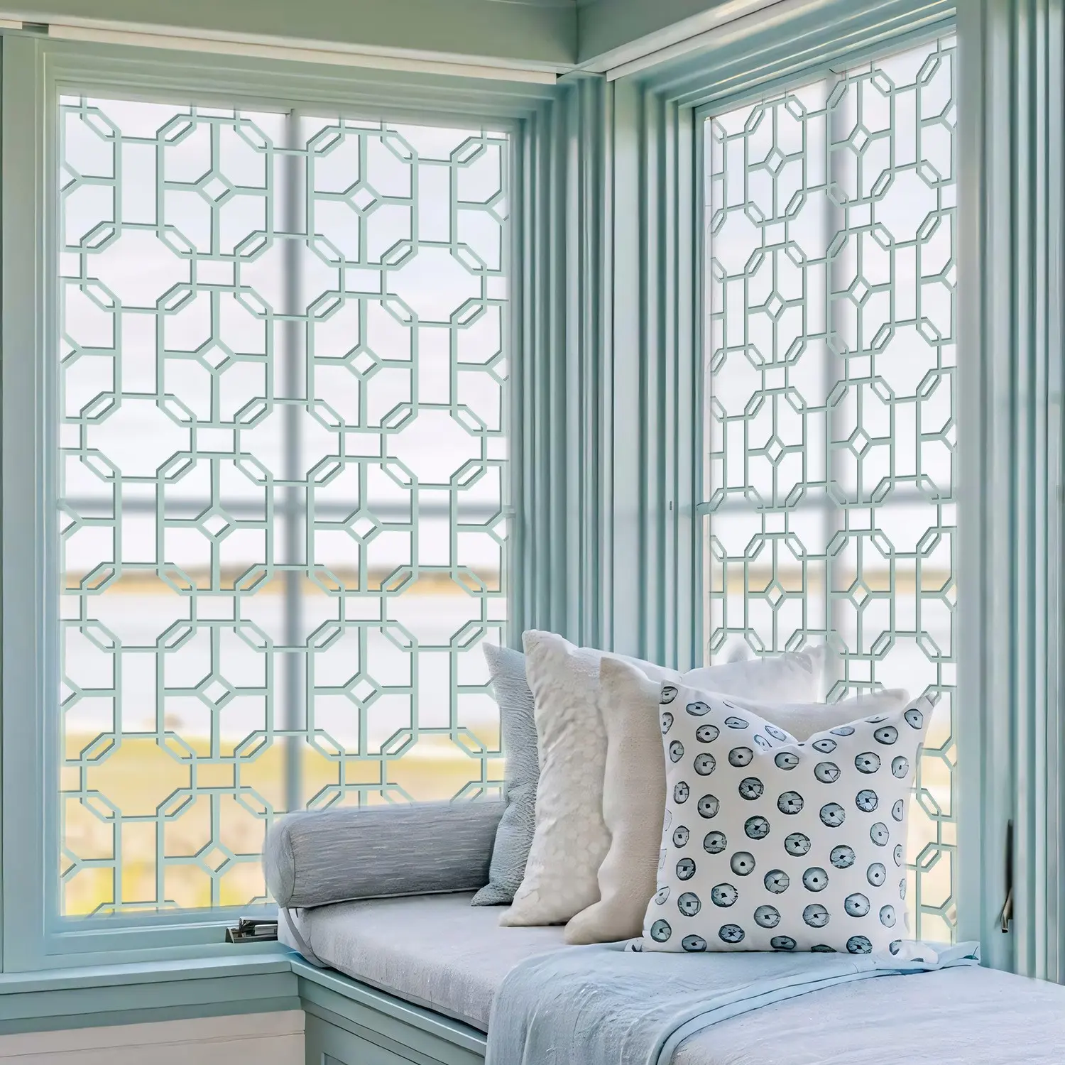 Irregular Geometric Glass Decal, UV Static Adhesive Removable Decorative Window Film, No Trace No Glue, for Living Room Dining Room Sliding Doors