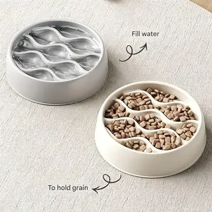 Multi-Purpose Cat Bowl, Thickened Anti-Choking Slow Feeder, Splash-Proof Double Bowl, Pet Food Dish, Supplementary Food Bowl