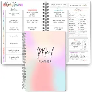 Meal Plan | Weekly Meal Planner &  Diary,  Journal for  Meals & Shopping, Grocery List, Meal Prep Planner, A5 Rainbow