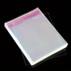 100 Transparent Self-Adhesive Opp Plastic Gift Bags, Polypropylene Gift Bags for Jewelry Display, Books, Magazines, Small Item Packaging