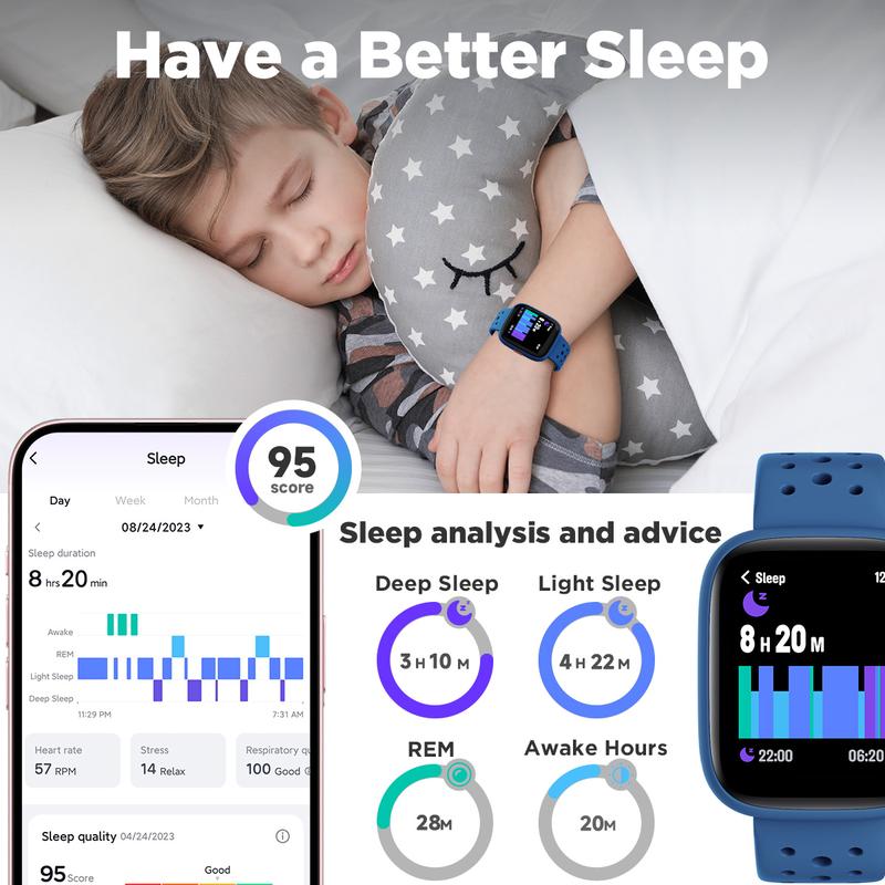 BIGGERFIVE Smart Watch for Kids No APP No Phone Needed, 1.8" Fitness Tracker Watch Pedometer, Heart Rate, Sleep Monitor, IP68 Waterproof, Step Counter, Puzzle Games for Girls Boys Teens 5-16