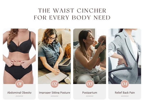 FeelinGirl Waist Trainers for Women Belly Tummy Control Long Torso Mesh Waist Cincher Waist Slimming Belts