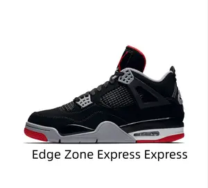 Black & Red Leather & Mesh High-Top Basketball Shoes, Grey & White Midsole Breathable Mesh Retro Sneakers