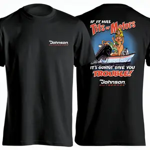 Big Johnson Outboards Shirt 2 Sided, Vintage Boating Graphic Tee, Soft Cotton Blend Shirt, Retro Humor Apparel for Men and Women, Gift for Boating Fans, Fishermen, Dad or Husband