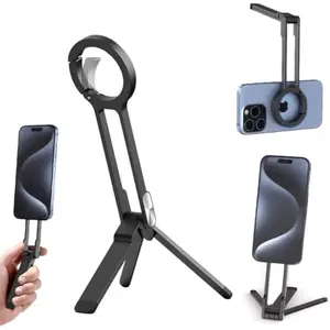 Carabiner Phone Tripod, Magnetic Phone Holder with Strong Grip for Desk, Portable Hands Free Phone Mount for Compatible with Smartphone Compatible with iPhone 17 16 15 14 13 12 Series