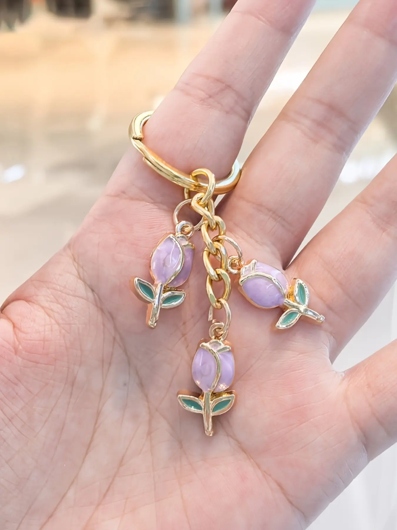 Tulip Rose Flower Multi-Keychain Pendant, Unisex Fashion Key Chain, Stylish Accessory for Men and Women, Trendy Key Holder, Keychain Decor, Keyrings, Key Chain Cute