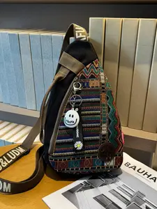 Boho Style Ethnic Pattern Crossbody Bag, Vintage Style Crossbody Bag with Adjustable Strap, Fashionable Bag for Women for Daily Commuting, Bohemian Casual Purse