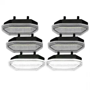 2015-2017 Ford Mustang Front Grille LED Driving Lights - 6PC (Chrome Housing/Clear Lens)