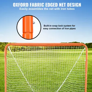 VEVOR Lacrosse Goal, 4' x 4' Small Lacrosse Net, Folding Portable Lacrosse Goal with Carry Bag, Iron Frame Backyard Training Equipment, Quick & Easy Setup, Perfect for Training, Orange