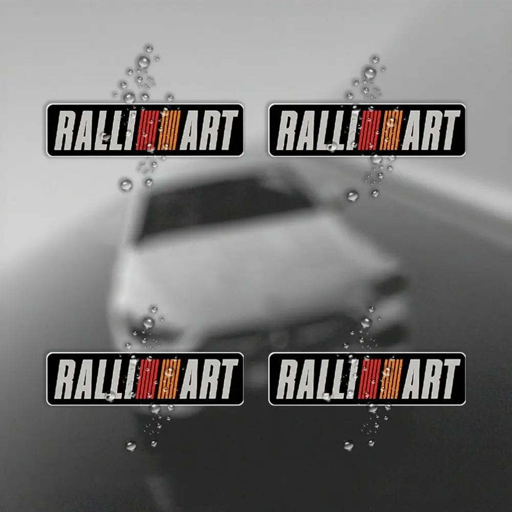 4 Ralliart Painted Stickers, Cartoon Fantasy Style, Durable, Easy-to-Paste, Car Truck Window and Bumper Stickers, Matte Surface, Reusable, for Irregular Shapes on Smooth Surfaces