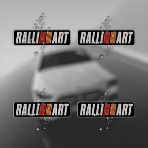 4 Ralliart Painted Stickers, Cartoon Fantasy Style, Durable, Easy-to-Paste, Car Truck Window and Bumper Stickers, Matte Surface, Reusable, for Irregular Shapes on Smooth Surfaces