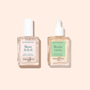 Manucurist Basic Routine for Damaged Nails - Repairing Nail Care System with S.O.S. Nail Strengthener & Nourishing Cuticle Oil - Reinforces, Repairs & Deeply Nourishes Weak, Brittle Nails - Clean, Non-Toxic, Vegan Formula for Healthy, Glossy Nails