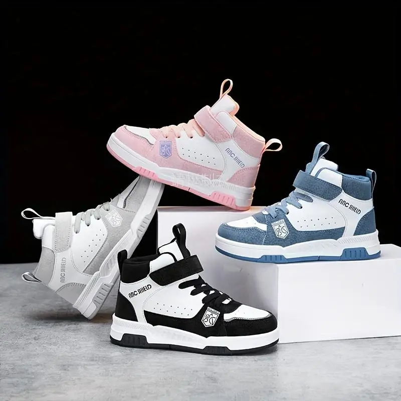 Kids' Low Top Trainer Sneaker, Breathable Casual Trainer Footwear with Round Toe and Hook-Loop for Boys and Girls, Child Size Trainers