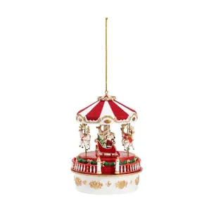 Mini Carnival Music Box - Carousel with White Base