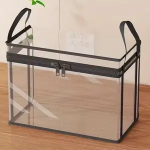 【 Free Shipping 】Large Clear Thick Plastic Storage Box with Hinged Lid, Heavy-Duty Durable High Capacity Organizer, Perfect for Home, Camping, Travel, Attic and Moving