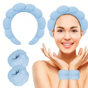 Professional Spa Skincare Tool Set, 1 Count Skincare Headband & 2 Counts Wristband, Multifunctional Skincare Product for Makeup Removal, Shower