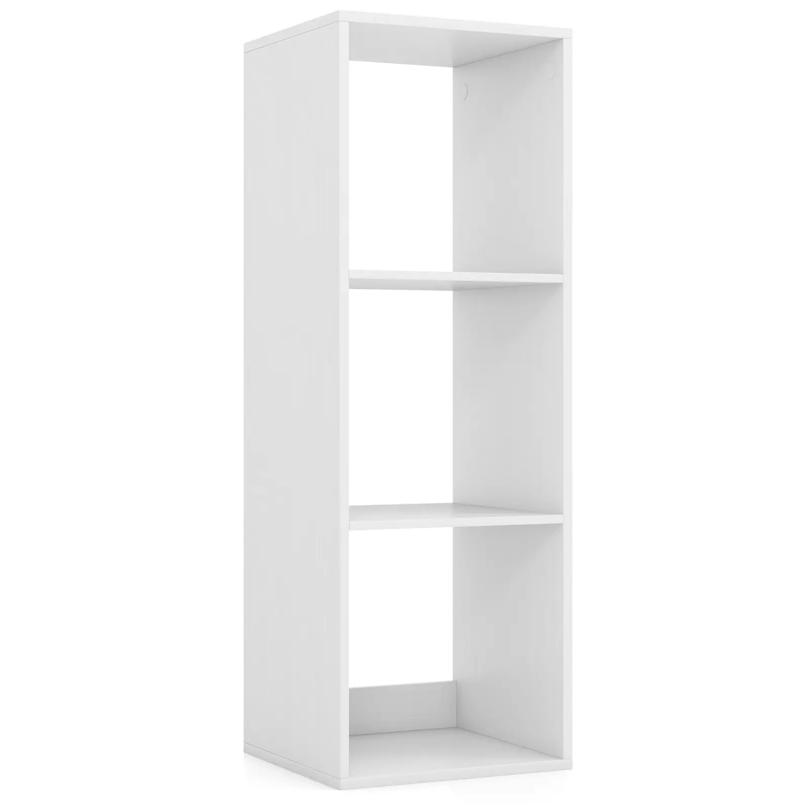 COSTWAY - 3 Cube Bookshelf with Back Guardrail for Living Room Bedroom-White