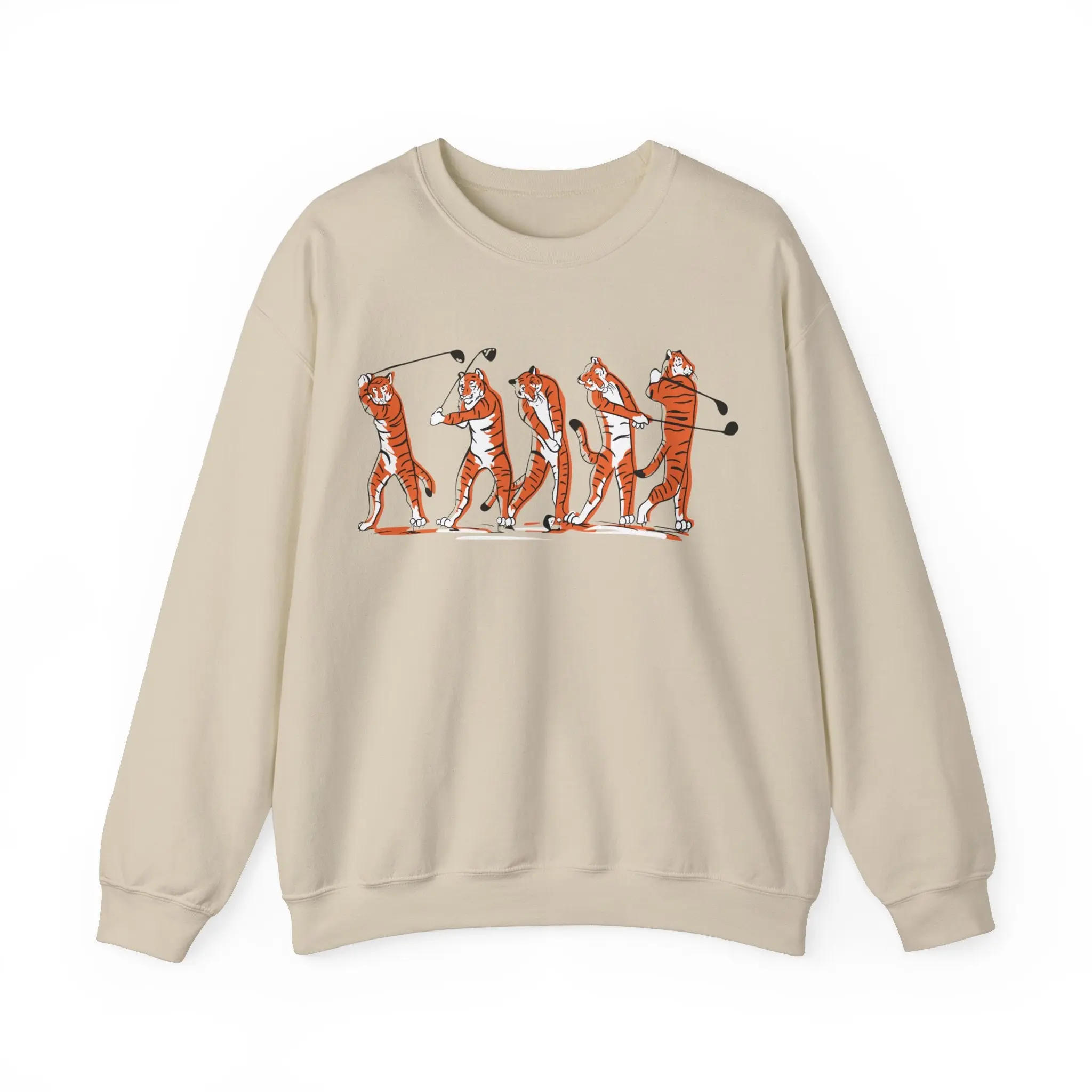 Unisex Tiger Golf Swing Sequence Heavy Blend Crewneck Sweatshirt, Trending Sweater