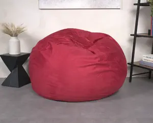 【GOOGREAT】5-Foot Comfortable High-Density Shredded Foam Bean Bag Chair for Kids and Adults, with Removable Microsuede Cover, Ideal Reading and Bedroom Floor Lounge, Chinese Red