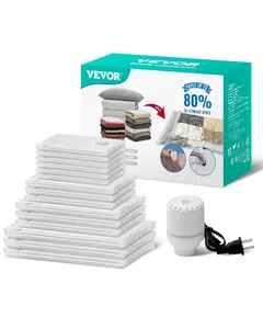 VEVOR 15 Pack Vacuum Storage Bags with Electric Pump, Space Saver Bags Compression for Comforters and Blankets, Sealer Clothes Storage Travel Essentials