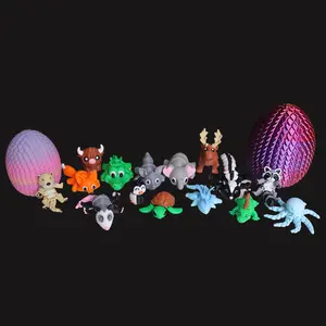 Mystery Easter Eggs with 3D Printed Animals - Assorted Miniature Creatures, 5 & 10 Pack w/ Egg