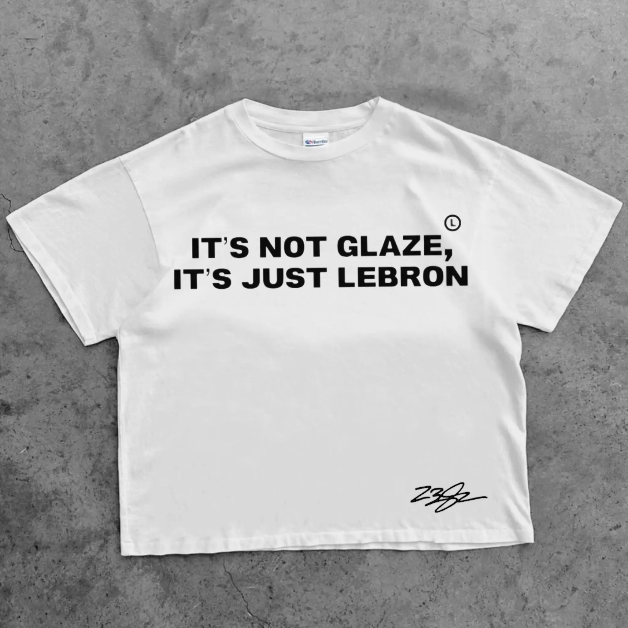LEBRON JAMES "It's Not Glaze, It's Just LeBron" TEE WHITE Streetwear Cotton Basketball Sports Stylish Menswear Top Tshirt
