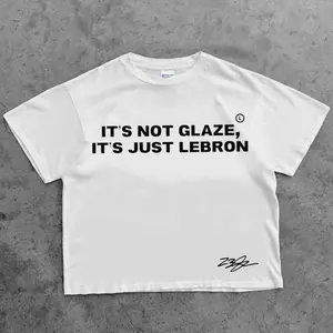 LEBRON JAMES "It's Not Glaze, It's Just LeBron" TEE WHITE Streetwear Cotton Basketball Sports Stylish Menswear Top Tshirt