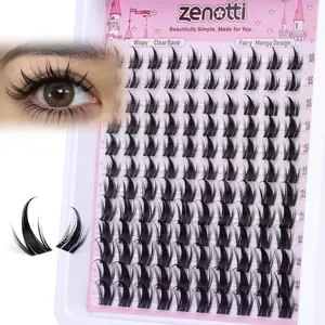 Manga Lash Clusters with Spikes Anime Lashes Cluster Natural Cluster Eyelash Extensions Wispy Spiky Fairy Individual Lashes Invisible Clear Band DIY Lash Extensions 10-16MM 120PCS