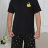 Men's Duck Print Pajama Set, Summer Short Sleeve T-Shirt + Shorts, Casual Home Wear Two-Piece Set, Comfortable Sleepwear, Two Piece Loungewear, Pjs