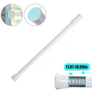 Adjustable Shower Curtain Tension Rod, 11.8 Inch - 27.6 Inch Spring Tension Rod, Retractable Clothes Drying Rod for Home Bathroom Kitchen, Adjustable Curtain Rods
