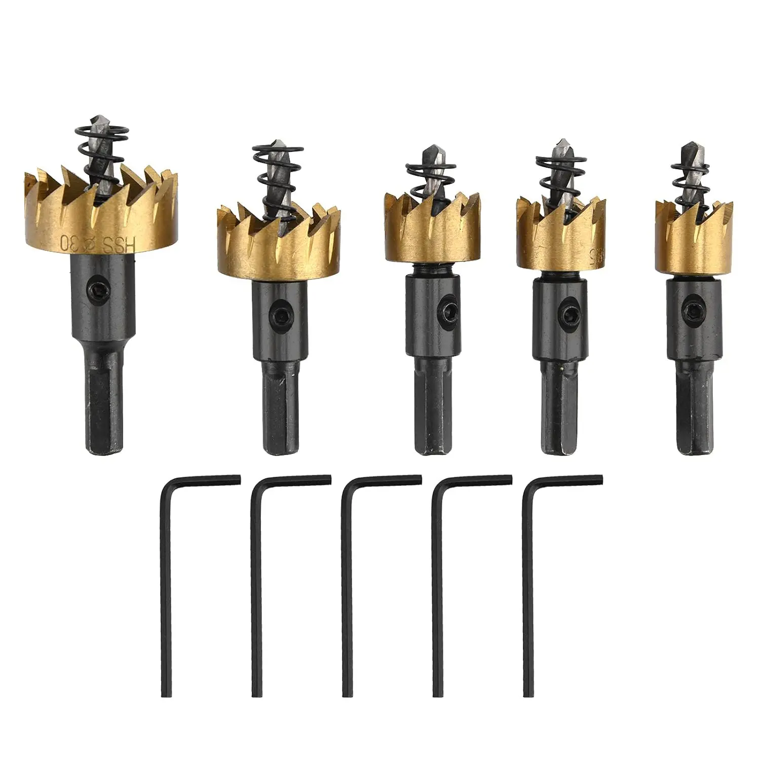 Metal Hole Saw Set  5PCS HSS Metal Hole Cutter Set, 5 Hole saws Size: 16 18.5 20 25 30mm, for Metal Drilling hs Tool Cutting Hardware