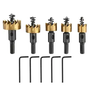 Metal Hole Saw Set  5PCS HSS Metal Hole Cutter Set, 5 Hole saws Size: 16 18.5 20 25 30mm, for Metal Drilling hs Tool Cutting Hardware