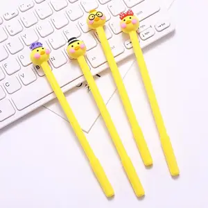 Cute Cartoon Duck Design Gel Pen, 1/4 Counts Creative Silicone Head Gel Pen, Writing Pen for Students, Office Stationery & Supplies