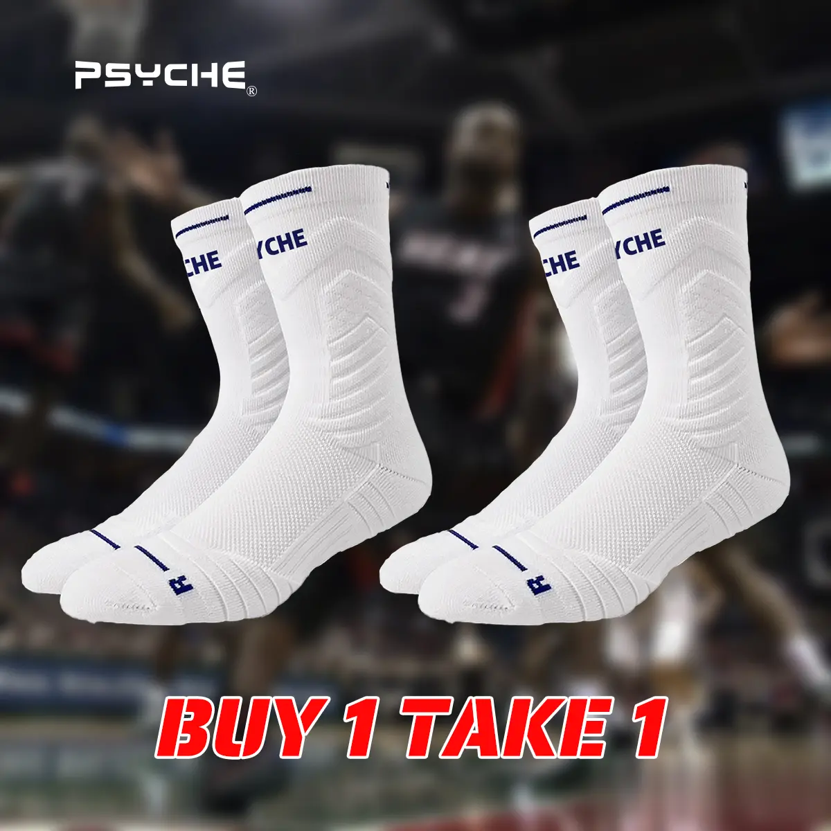 Buy 1 Take 1 PSYCHE Socks Basketball Men Kids Towel Bottom Non-Slip Sports Professional Quick Dry