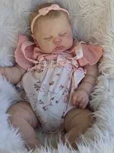 Reborn Baby Dolls 19inch 48 cm Realistic Vinyl Toddler Dolls with Blond Fiber Hair Hand Painted Features Weighted Body & Bodysuit Set for Girls Asleep Fashion Lifelike Accessories