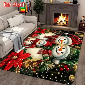 2D flat large bestselling velvet carpet, Christmas snowman decoration living room carpet, modern home decor carpet for entrance, bedroom, and game room