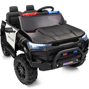 Hikiddo 24V 400W Kids Ride on Police Car with Remote Megaphone Bluetooth, Electric Police Car for Kids