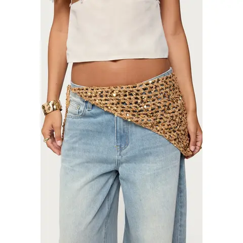 Sequin Crochet Waist Scarf