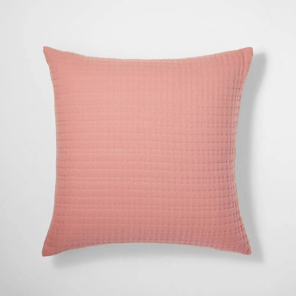 Casaluna Coverlet Sham Cotton-Lyocell Blend Matelasse Striped Soft Rose Euro