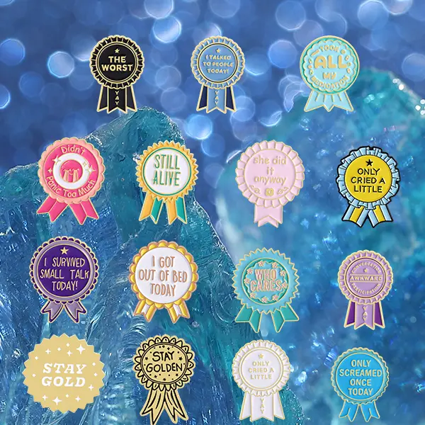 16-Piece Geometric Brooch Set, Vibrant Enamel Shaped Badges, Durable Zinc Alloy Metal Pins for School Backpacks & Daily Casual Wear, Durable Metal Pins