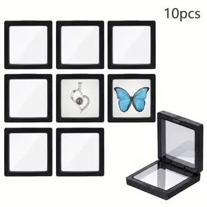 3D Floating Display Frame, 10pcs/set Jewelry Display Box, Clear Viewing Packaging for Craft Shows, Home Decor Accessory & Beading Supplies