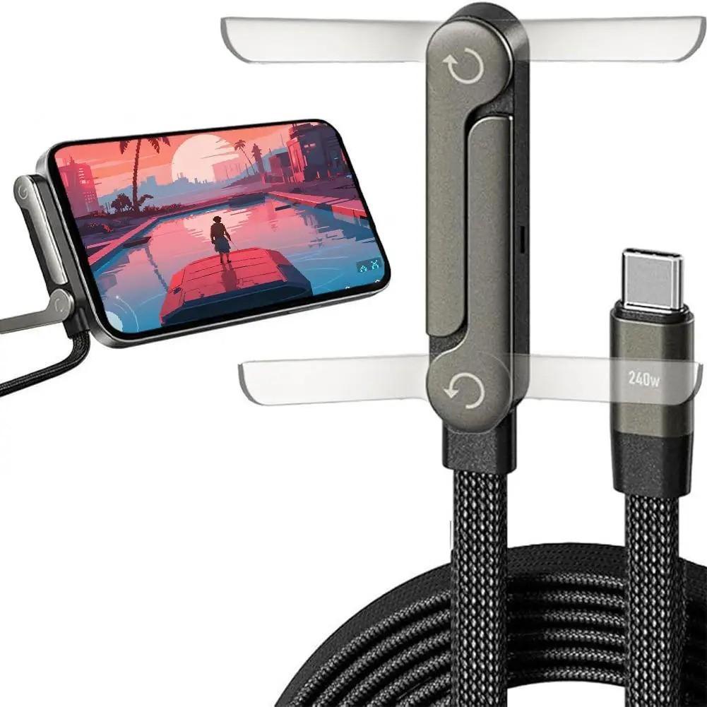 2-in-1 Charging Cable with Phone Stand – 240W Fast Charge Cord with Invisible Holder for iPhone & Android, Desk & Travel Essential 🇺🇸 Fast Ship