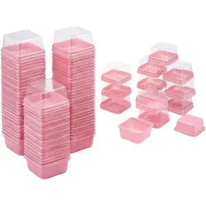 50 Pack  Bottom Clear Cover plastic mini cake box,muffin box,moon cake box,mung bean cake snow Mei Niang box