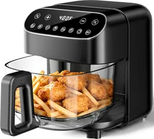 Kismile 5-Quart Non-Toxic Glass Air Fryer with Visible Fry Bowl