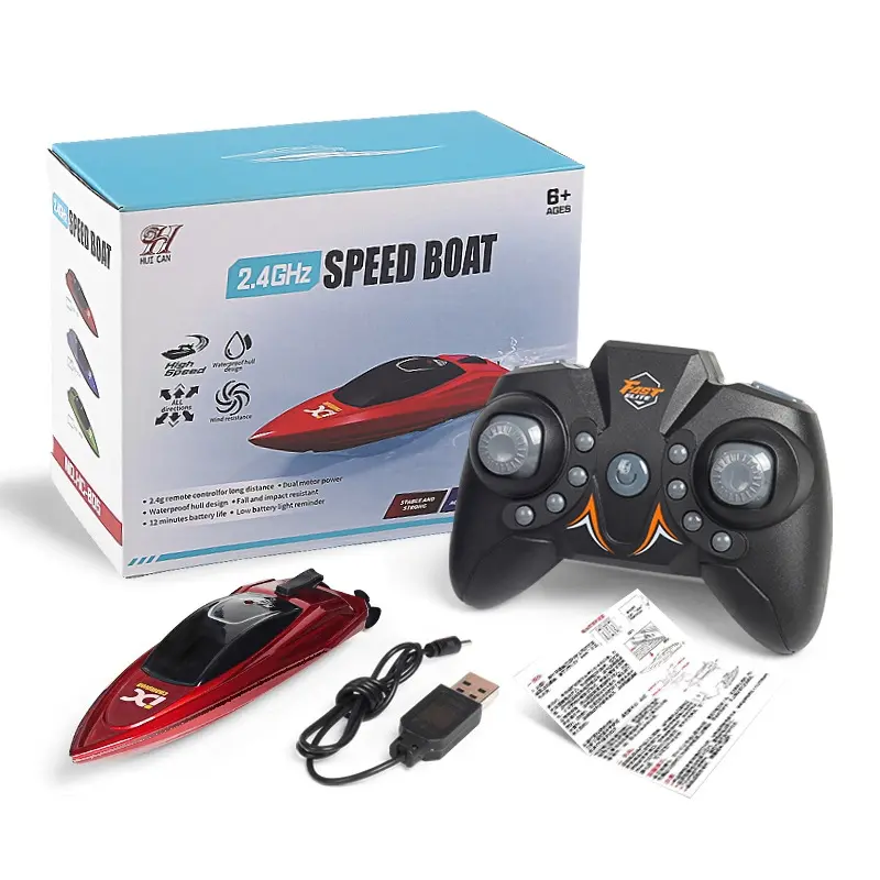 Racing Boat Mini RC Boats 2.4G High Speed Racing Boat 4CH Remote Control w/ LED Light Toy 2w Pool party Summer Rc Jet Boat Durable
