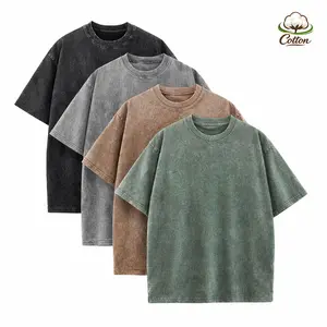 Men's Cotton T-Shirts Half Short Sleeves Casual Loose Soild Streetwear Tops, Unisex Retro Street T-Shirts, Loose Fit Acid Washed