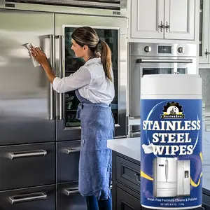 30 Wipes Kitchen Cleaning Wipes, Stainless Steel Cleaning Wipes, Gentle Ingredients That Do Not Harm Hands, Quick And Deep Cleaning Of Stainless Steel