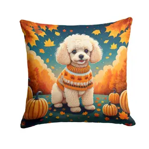 Poodle Fall Fabric Decorative Pillow