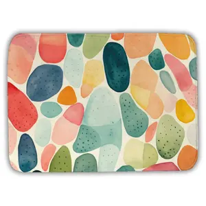 212 MAIN Seedy Shapes Turquoise Bath Mat - 17x24 in, Absorbent Home Bathroom Accessory, Stylish Decor Accent, Ideal Gift (Model C1BM17240JXHGR)